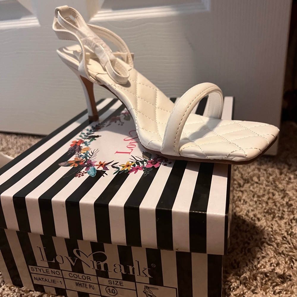 White strap heels